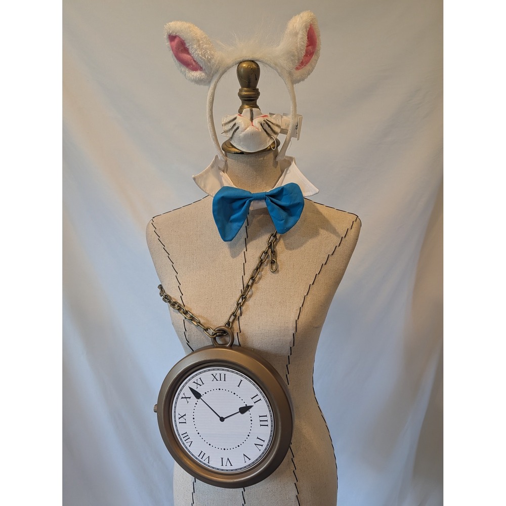 Disney Alice in Wonderland White Rabbit Costume Accessory Set Ears Watch Bow Tie